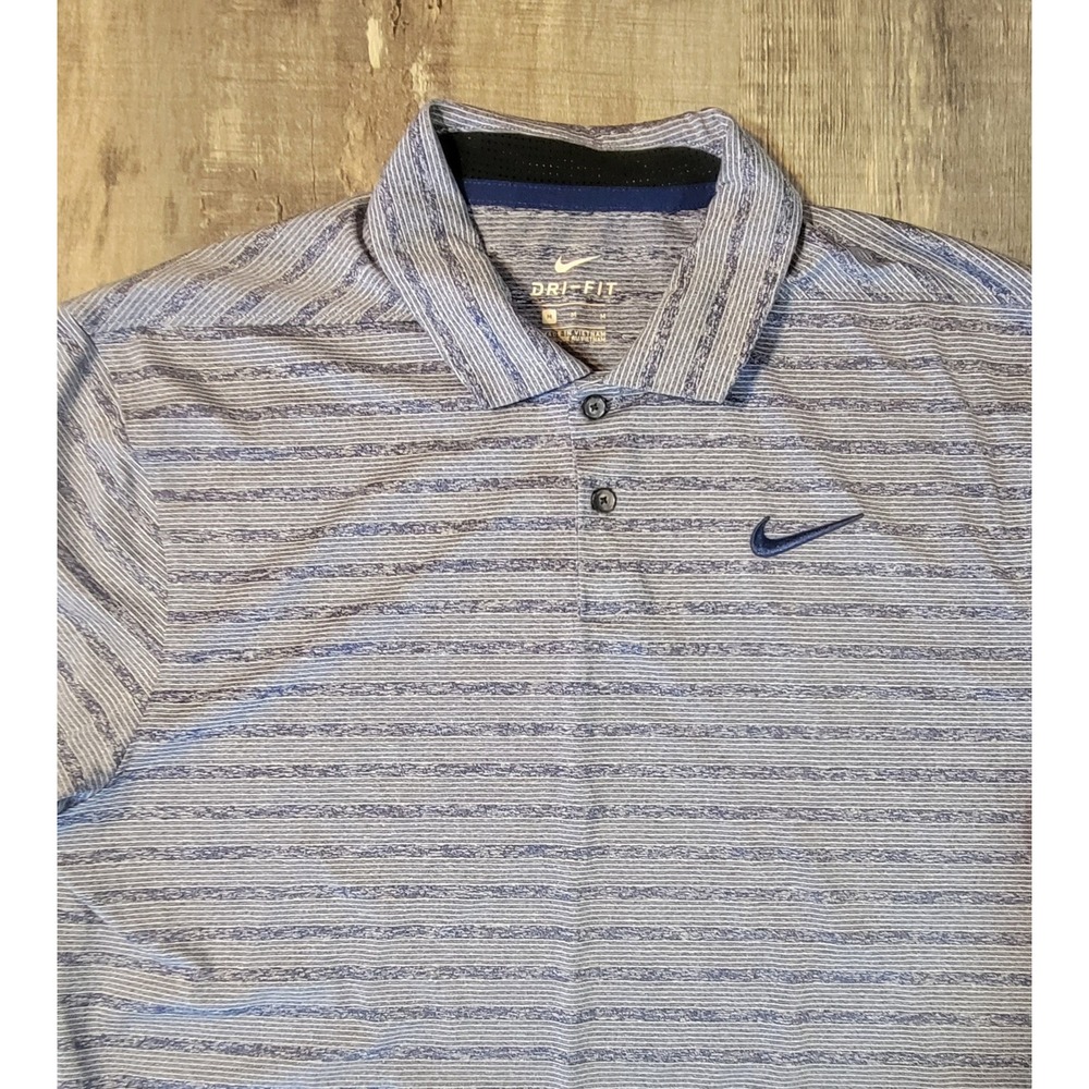 Nike Dri-FIT Mens Golf Polo Shirt Blue White Striped AT8876-492 Medium
